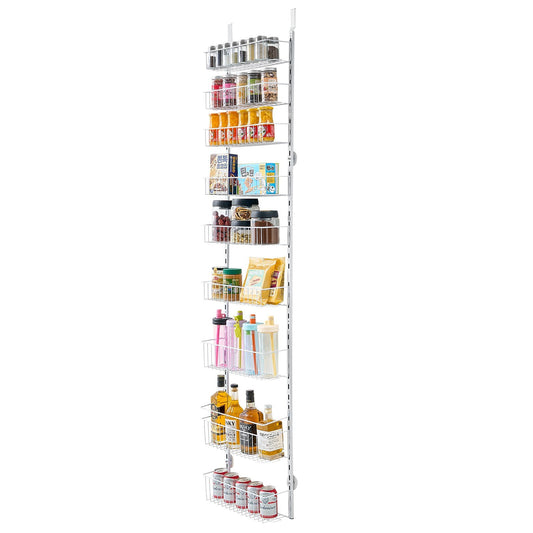 9-Tier Over-the-Door Pantry Organizer Rack (Adjustable Shelves, Heavy-Duty Steel)
