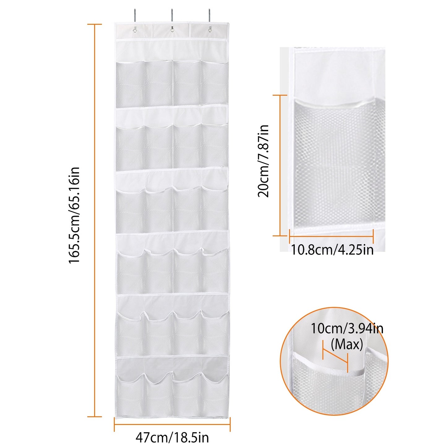 Over-The-Door Shoe Rack (24 Clear Pockets) — 6-Layer Hanging Organizer