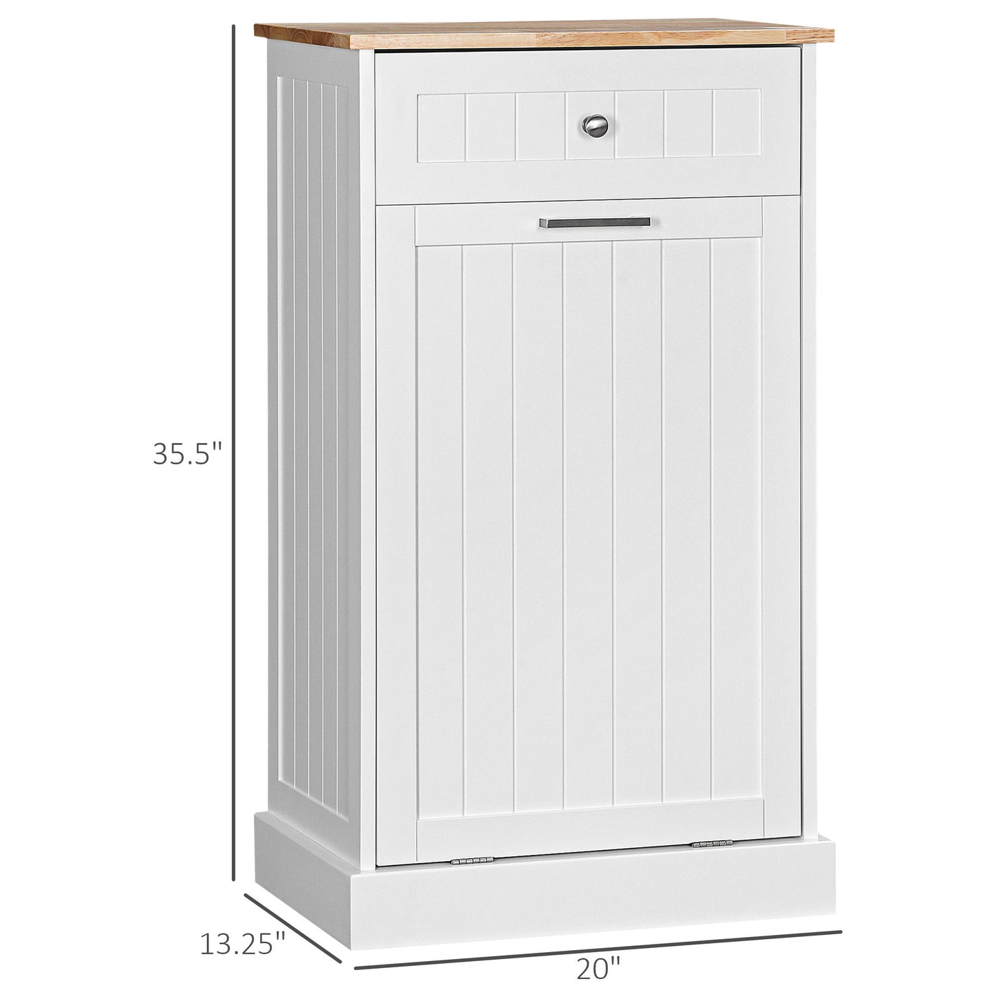 Kitchen Tilt-Out Trash Bin Cabinet with Drawer (Free-Standing, Hidden Waste Storage)